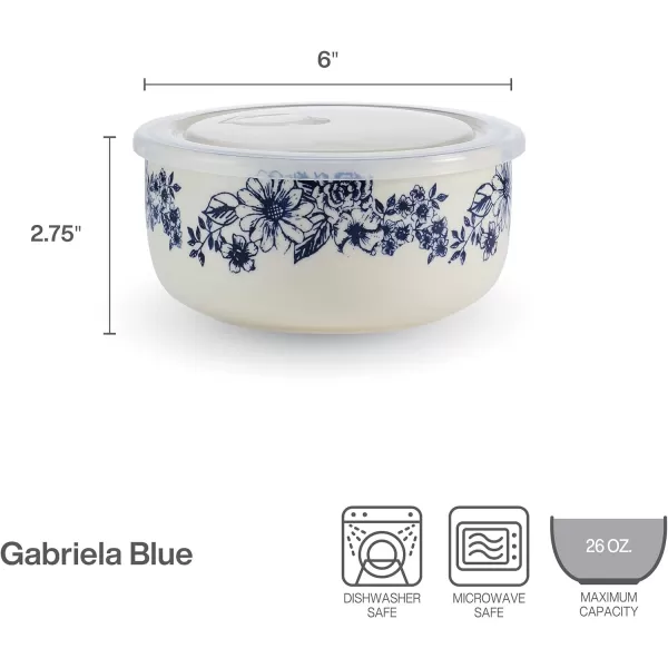 Pfaltzgraff Gabriela Blue Floral Set of 2 Pasta Bowls, 8 Inch, Blue and White