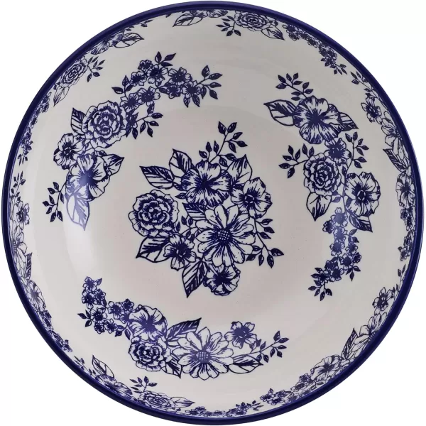 Pfaltzgraff Gabriela Blue Floral Set of 2 Pasta Bowls, 8 Inch, Blue and White