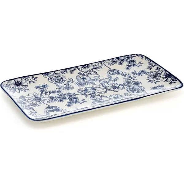 Pfaltzgraff Gabriela Blue Floral Set of 2 Pasta Bowls, 8 Inch, Blue and White