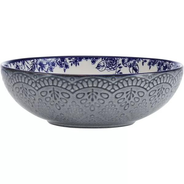 Pfaltzgraff Gabriela Blue Floral Set of 2 Pasta Bowls, 8 Inch, Blue and White
