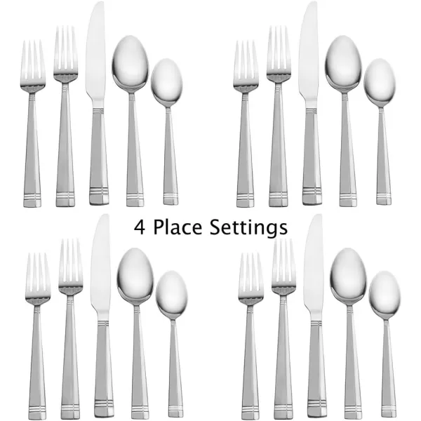 Pfaltzgraff Garland Frost 20-Piece Stainless Steel Flatware Set, Service for 4