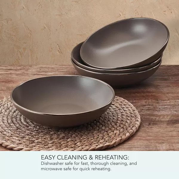 Pfaltzgraff Hadlee Grey Set of 4 Pasta Bowls, 7.75 Inch