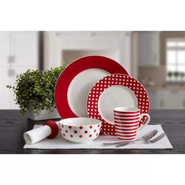 Pfaltzgraff Kenna Red 16-Piece Porcelain Dinnerware Set, Service for 4