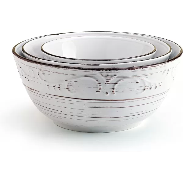 Pfaltzgraff Trellis Serving Bowls, Set of 3, White