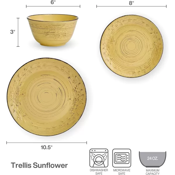 Pfaltzgraff Trellis White 16-Piece Dinnerware Set, Service for 4, Distressed White