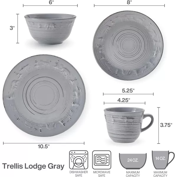 Pfaltzgraff Trellis White 16-Piece Dinnerware Set, Service for 4, Distressed White