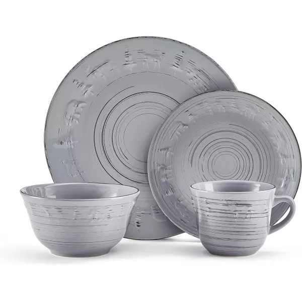 Pfaltzgraff Trellis White 16-Piece Dinnerware Set, Service for 4, Distressed White