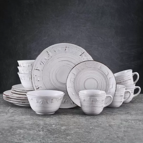 Pfaltzgraff Trellis White 16-Piece Dinnerware Set, Service for 4, Distressed White