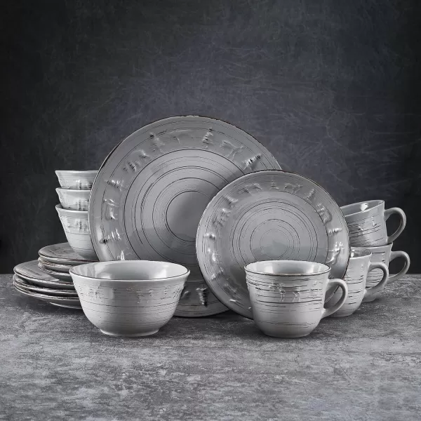 Pfaltzgraff Trellis White 16-Piece Dinnerware Set, Service for 4, Distressed White