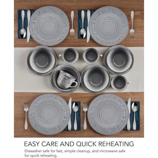 Pfaltzgraff Trellis White 16-Piece Dinnerware Set, Service for 4, Distressed White