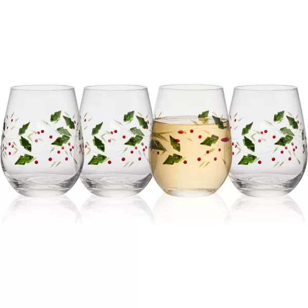 Pfaltzgraff Winterberry Harmony/Peace/Cheer/Joy Wine Glasses 