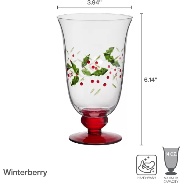 Pfaltzgraff Winterberry Harmony/Peace/Cheer/Joy Wine Glasses 