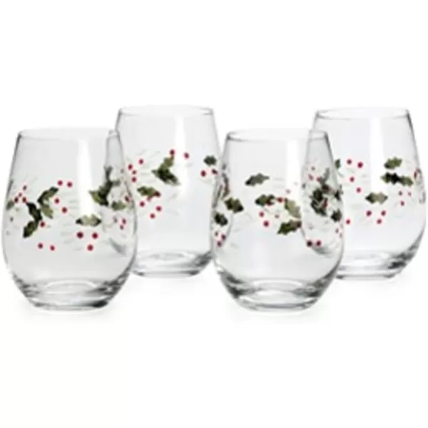Pfaltzgraff Winterberry Harmony/Peace/Cheer/Joy Wine Glasses 
