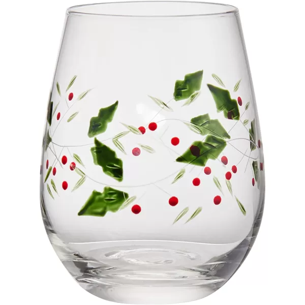 Pfaltzgraff Winterberry Harmony/Peace/Cheer/Joy Wine Glasses 