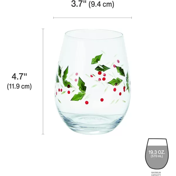 Pfaltzgraff Winterberry Harmony/Peace/Cheer/Joy Wine Glasses 