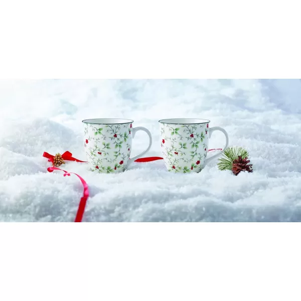 Pfaltzgraff Winterberry Holiday Porcelain Mugs, 2 Count , Multicolor, 20 fluid ounces