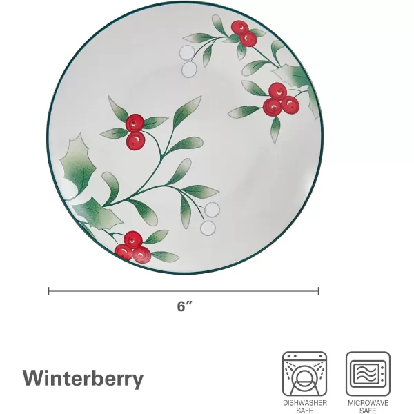 Pfaltzgraff Winterberry Holiday Set of 4 Assorted Appetizer Plates, 6 Inch, Multicolored)