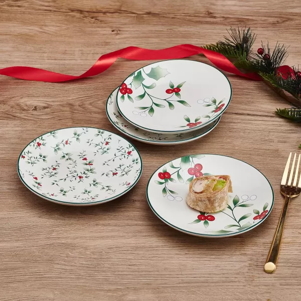 Pfaltzgraff Winterberry Holiday Set of 4 Assorted Appetizer Plates, 6 Inch, Multicolored)