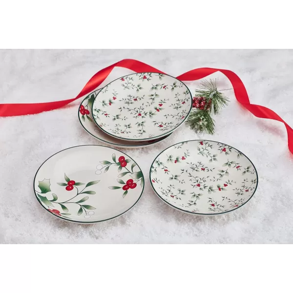 Pfaltzgraff Winterberry Holiday Set of 4 Assorted Appetizer Plates, 6 Inch, Multicolored)