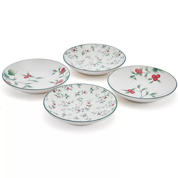 Pfaltzgraff Winterberry Holiday Set of 4 Assorted Appetizer Plates, 6 Inch, Multicolored)