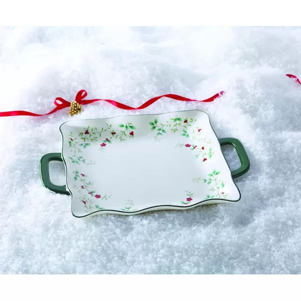 Pfaltzgraff Winterberry Square Platter with Handles, Multicolored, 15.25 Inch