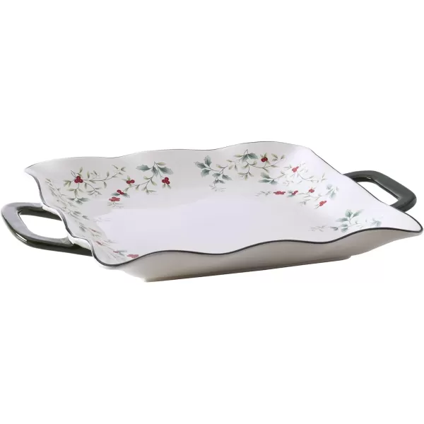 Pfaltzgraff Winterberry Square Platter with Handles, Multicolored, 15.25 Inch