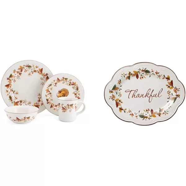 Pfaltzgraff Autumn Berry 16 Piece Dinnerware Set, Service for 4, Multi Colored
