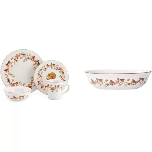 Pfaltzgraff Autumn Berry 16 Piece Dinnerware Set, Service for 4, Multi Colored