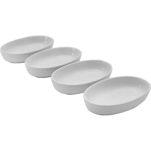 Pfaltzgraff Burrito Oval Set of 4 Dip Fruit Bowls, 7-Inch, White