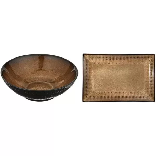 Pfaltzgraff Clay Cambria Rectangle Platter, 14" x 9", Brown