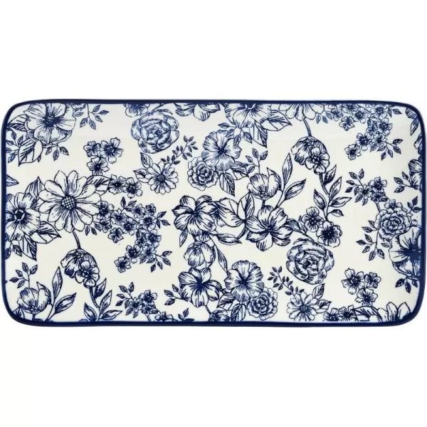Pfaltzgraff Gabriela Blue Floral Set of 2 Pasta Bowls, 8 Inch, Blue and White