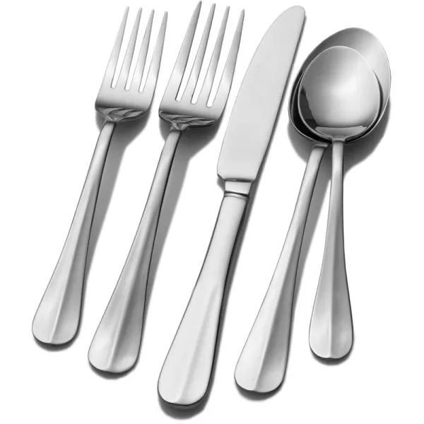 Pfaltzgraff Garland Frost 53-Piece Stainless Steel Flatware Serving Utensil Set and Steak Knives, Service for 8