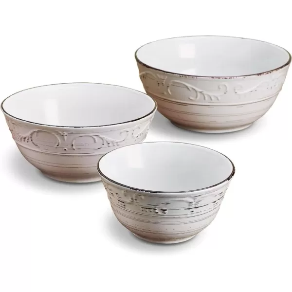 Pfaltzgraff Trellis Serving Bowls, Set of 3, White