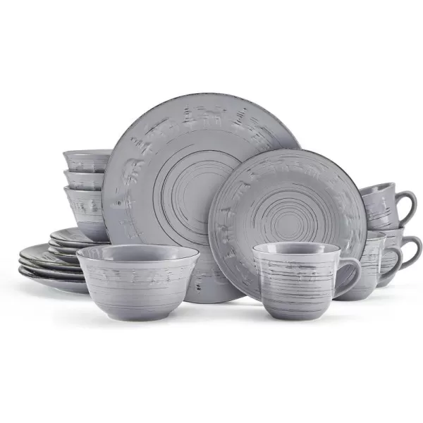 Pfaltzgraff Trellis White 16-Piece Dinnerware Set, Service for 4, Distressed White