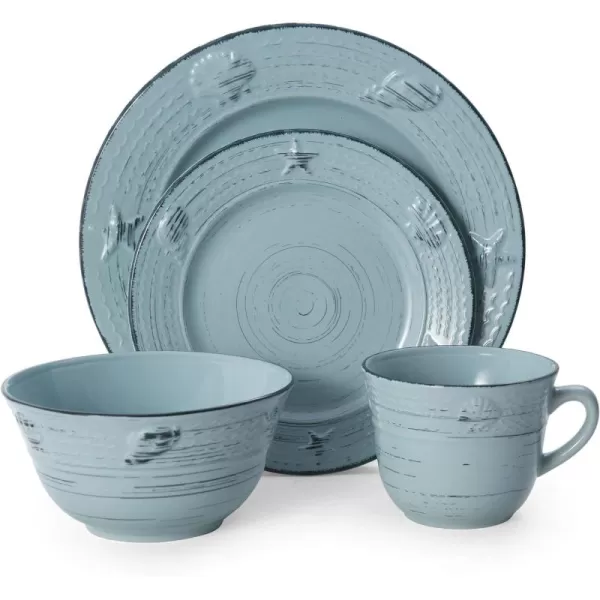 Pfaltzgraff Trellis White 16-Piece Dinnerware Set, Service for 4, Distressed White