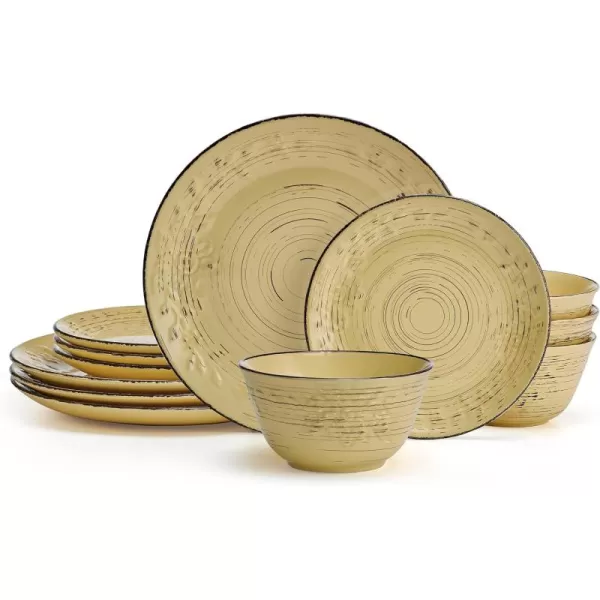 Pfaltzgraff Trellis White 16-Piece Dinnerware Set, Service for 4, Distressed White
