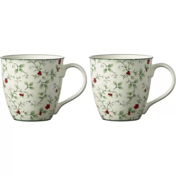 Pfaltzgraff Winterberry Holiday Porcelain Mugs, 2 Count , Multicolor, 20 fluid ounces