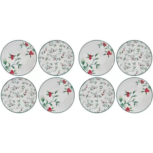 Pfaltzgraff Winterberry Holiday Set of 4 Assorted Appetizer Plates, 6 Inch, Multicolored)
