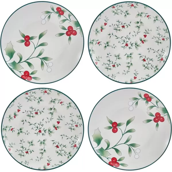 Pfaltzgraff Winterberry Holiday Set of 4 Assorted Appetizer Plates, 6 Inch, Multicolored)