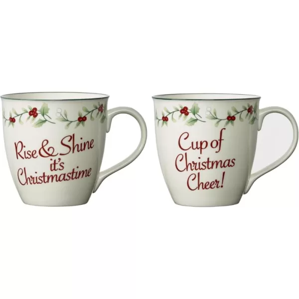 Pfaltzgraff Winterberry Christmas Cheer Mugs, 2 Count , Assorted