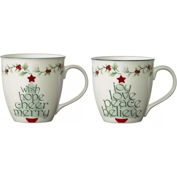 Pfaltzgraff Winterberry Christmas Cheer Mugs, 2 Count , Assorted