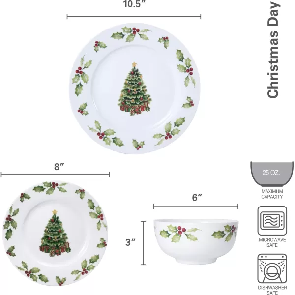 Pfaltzgraff Christmas Day Dinnerware Set, Service For 8, White