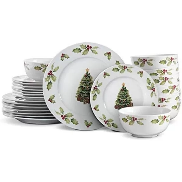 Pfaltzgraff Christmas Day Dinnerware Set, Service For 8, White