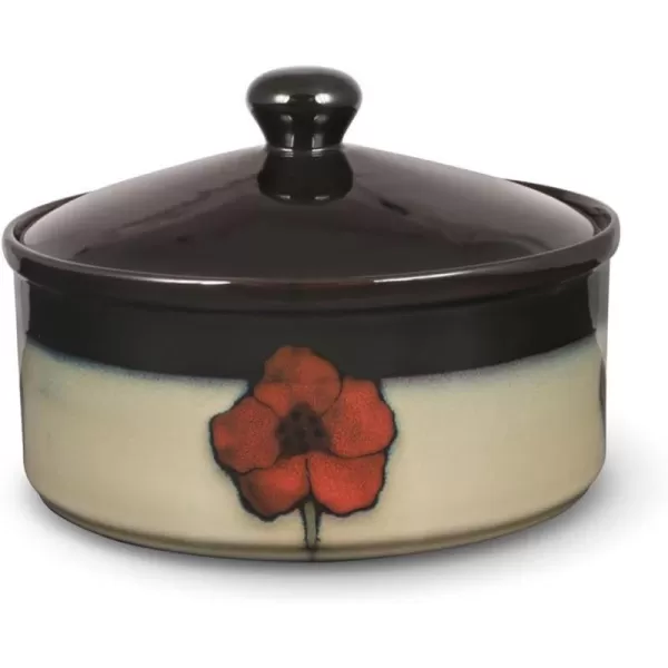 Pfaltzgraff Every Day Painted Poppies Round Covered Casserole, Brown