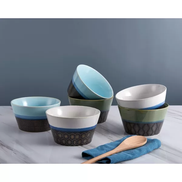 Pfaltzgraff Marcus Cone Shaped Soup Cereal Bowls, Set Of 6, 24-Ounce, Multicolor