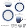 imagePfaltzgraff Eclipse Blue 16Piece Stoneware Round Dinnerware Set 1 inch dinner plate 8 inch salad plate 6 inch soup cereal bowl 26 ounce and 14 ounce mug BlueWhite