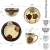 imagePfaltzgraff Painted Poppies 16Piece Dinnerware Set Service for 4 Colorful Floral Stoneware Plates Bowls and Mugs Microwave and Dishwasher Safe