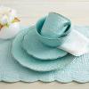imagePfaltzgraff Remembrance Teal 16 Piece Dinnerware Set Service for 4 Green Teal