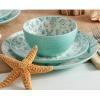imagePfaltzgraff Venice 16Piece Stoneware Dinnerware Set Service for 4 Aqua and White Color Combination Durable and Chip Resistant Microwave Safe
