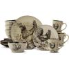 imagePfaltzgraff Homespun Rooster 16Piece Dinnerware Set Service for 4 Brown